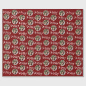 Aangepaste Foto Kerstmis Vrolijk Kerstmis | Red Cadeaupapier (Vlak)