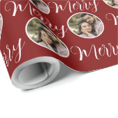 Aangepaste Foto Kerstmis Vrolijk Kerstmis | Red Cadeaupapier (Rol Hoek)