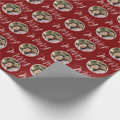 Aangepaste Foto Kerstmis Vrolijk Kerstmis | Red Cadeaupapier (Hoek)