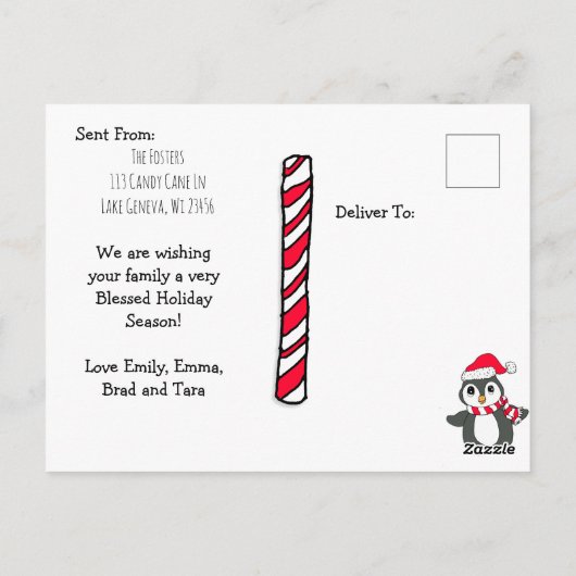 Aangepaste foto-kerstpinguïn en Snowman Briefkaart (Achterkant)