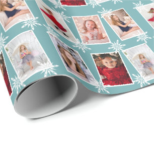 Aangepaste foto kerstsnowflakes voor collage cadeaupapier