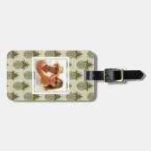 Aangepaste foto Khaki Pineapple Patroon Bagagelabel (Voorkant horizontaal)