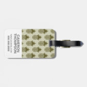 Aangepaste foto Khaki Pineapple Patroon Bagagelabel (Achterkant horizontaal)