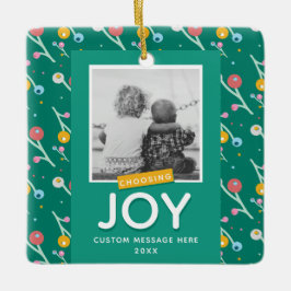 Aangepaste foto Kiezen Joy Holiday Berries Keramisch Ornament