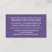 Aangepaste foto, Kinder entertainer, clown Visitekaartje (Achterkant)