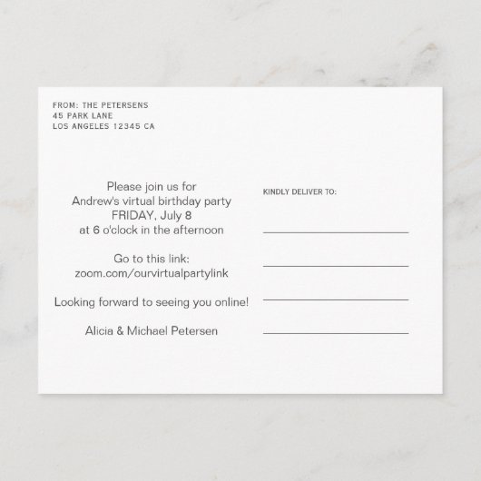 Aangepaste foto kinder voetbal virtual birthday pa uitnodiging briefkaart (Achterkant)