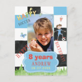 Aangepaste foto kinder voetbal virtual birthday pa uitnodiging briefkaart (Voorkant)