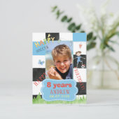 Aangepaste foto kinder voetbal virtual birthday pa uitnodiging briefkaart (Staand voorkant)