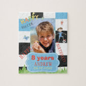 Aangepaste foto kinder voetbaldag grappig kleurrij legpuzzel (Verticaal)
