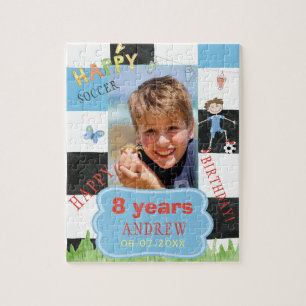 Aangepaste foto kinder voetbaldag grappig kleurrij legpuzzel