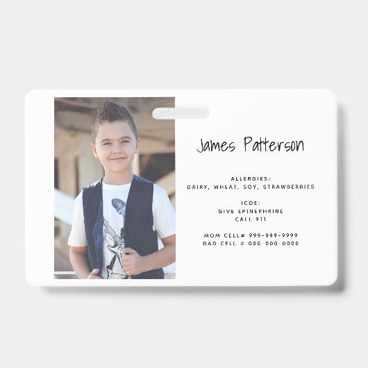 Aangepaste foto Kinder waarschuwingskaart ICOE-waa Badge (Front)