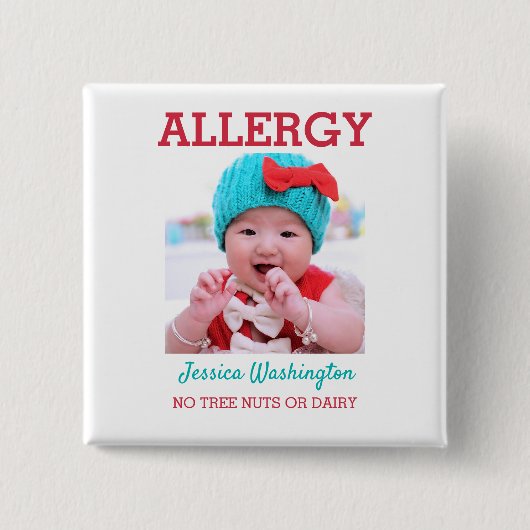 Aangepaste foto Kinder waarschuwingswaarschuwing I Vierkante Button 5,1 Cm (Voorkant)