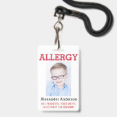 Aangepaste foto kinderen allergiealarm ICOE Badge (Voorzijde met lanyard)