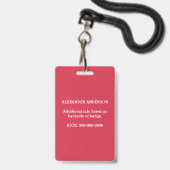 Aangepaste foto kinderen allergiealarm ICOE Badge (Achterkant met lanyard)