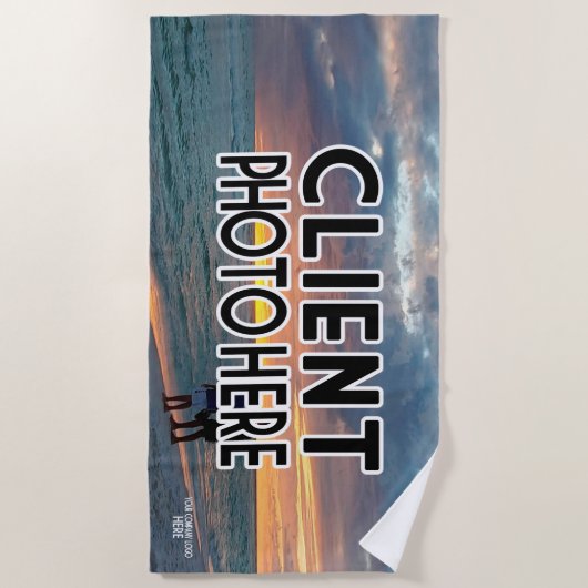 Aangepaste foto-klant en Logo van uw bedrijf Strandlaken (Voorkant)