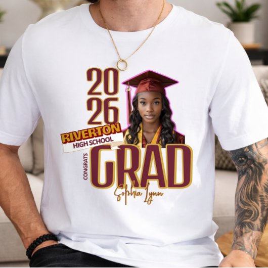 Aangepaste foto Klas van 2027 afstudeercadeau T-shirt