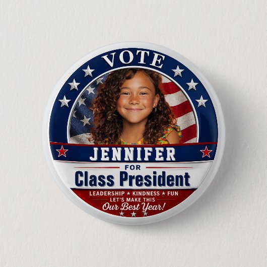 Aangepaste foto Klaspresident Campagne Ronde Button 5,7 Cm (Voorkant)