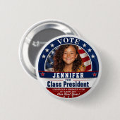 Aangepaste foto Klaspresident Campagne Ronde Button 5,7 Cm (Voorkant /achterkant)