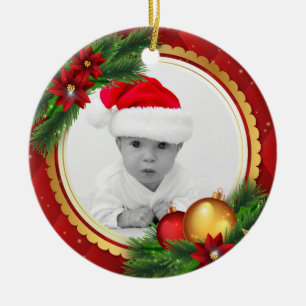 Aangepaste foto Klassieke kerstcadeautjes Voeg Bab Keramisch Ornament
