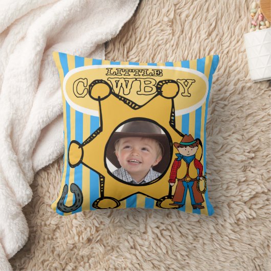 Aangepaste foto kleine cowboy Pillow Kussen (Deken)