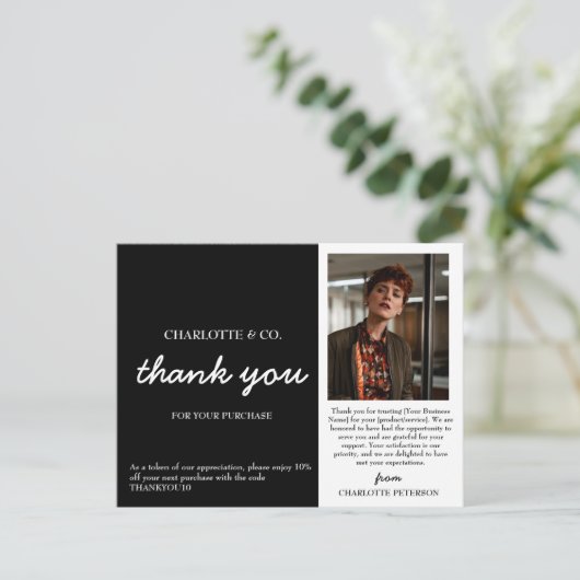 Aangepaste foto kleine onderneming bedankt briefkaart (Staand voorkant)