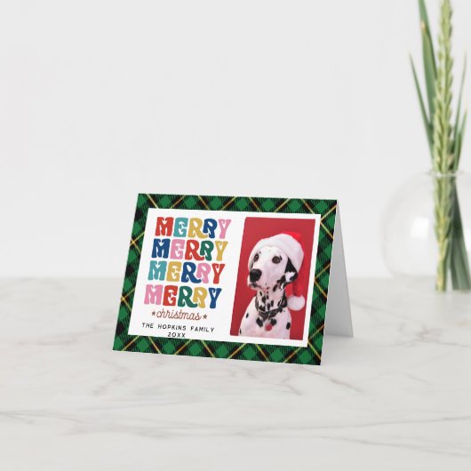 Aangepaste Foto Kleurrijke Kerst Vlakke Vakantie K Feestdagen Kaart (Voorkant)