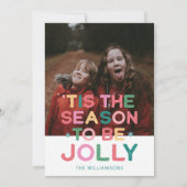 Aangepaste Foto Kleurrijke Kerstlied Quote Feestdagenkaart (Voorkant)