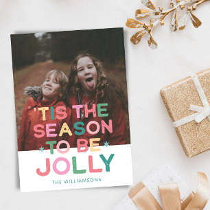 Aangepaste Foto Kleurrijke Kerstlied Quote Feestdagenkaart