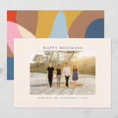 Aangepaste foto Kleurrijke Unieke Abstracte Gelukk Feestdagenkaart (Voorkant / Achterkant)