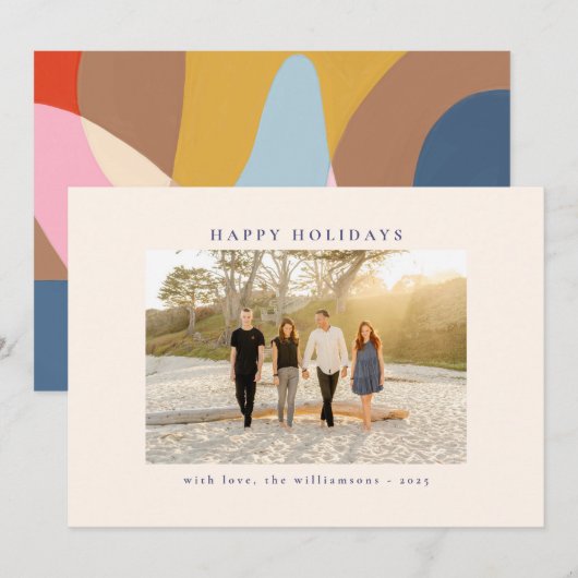 Aangepaste foto Kleurrijke Unieke Abstracte Gelukk Feestdagenkaart (Voorkant / Achterkant)