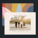 Aangepaste foto Kleurrijke Unieke Abstracte Gelukk Feestdagenkaart<br><div class="desc">Wens je vrienden en familie Prettige Feestdagen met deze prachtige kaarten met jouw favoriete foto en een mooi kleurrijk abstract ontwerp aan de achterkant.</div>