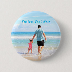 Aangepaste foto-knop Gepersonaliseerde tekst Ronde Button 5,7 Cm