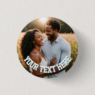 Aangepaste foto-knopspeld – Gepersonaliseerde teks Ronde Button 3,2 Cm