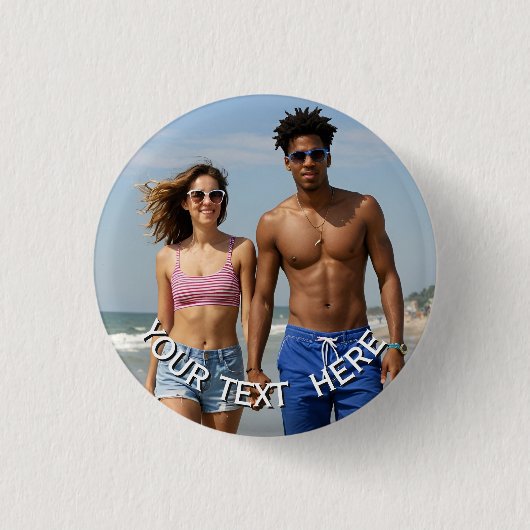 Aangepaste foto-knopspeld – Gepersonaliseerde teks Ronde Button 3,2 Cm (Voorkant)
