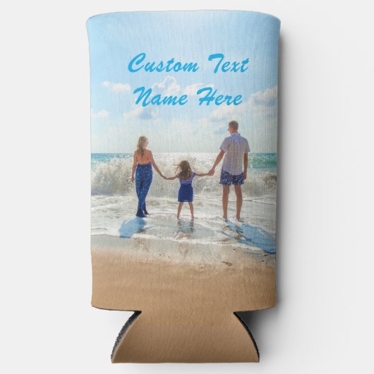 Aangepaste Foto Koelbox Uw Foto's en Tekstnaam Seltzer Blikjeskoeler (Voorkant)