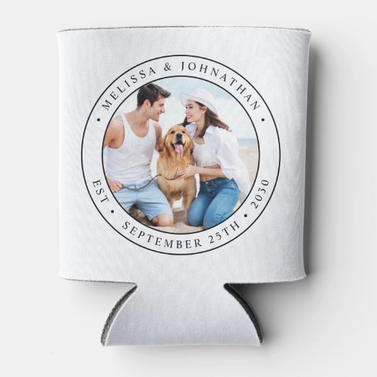Aangepaste foto-Koelbox van Monogram bruiloft Blikjeskoeler (Voorkant)