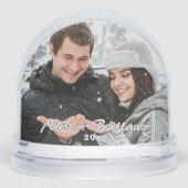 Aangepaste foto koppel gepersonaliseerde Kerstmis Sneeuwbol (Voorkant)
