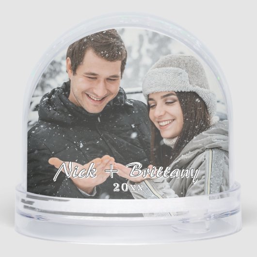 Aangepaste foto koppel gepersonaliseerde Kerstmis Sneeuwbol (Achterkant)