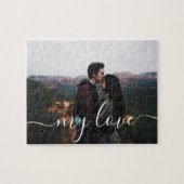 Aangepaste foto koppel romantische script aandenke legpuzzel (Horizontaal)