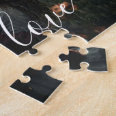 Aangepaste foto koppel romantische script aandenke legpuzzel (Zijkant)