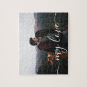 Aangepaste foto koppel romantische script aandenke legpuzzel (Verticaal)