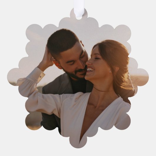 Aangepaste foto koppels Verloving haar gepersonali Ornament Kaart (Achterkant)