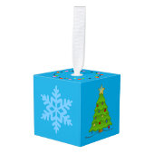 Aangepaste foto/kunst kerstblokje ornament (Voorkant hoekig)