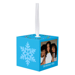 Aangepaste foto/kunst kerstblokje ornament