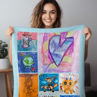 Aangepaste foto kunst kinderherinnering met 8 foto fleece deken