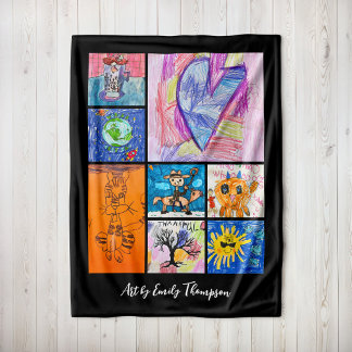 Aangepaste foto kunst kinderherinnering met 8 foto fleece deken
