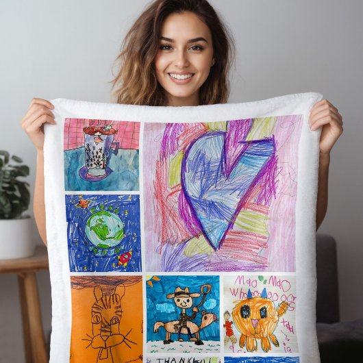Aangepaste foto kunst kinderherinnering met 8 foto fleece deken