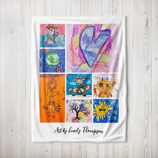 Aangepaste foto kunst kinderherinnering met 8 foto fleece deken