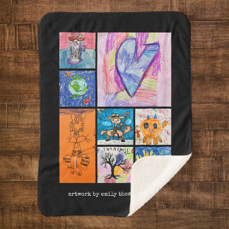 Aangepaste foto kunst kinderherinnering met 8 foto sherpa deken