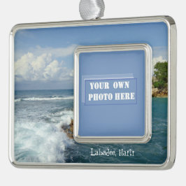 Aangepaste foto Labadee Seascape Verzilverd Omlijst Ornament